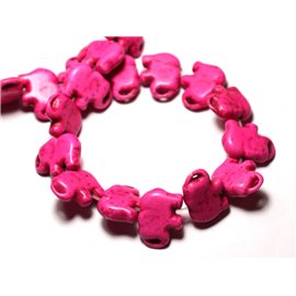 10pc - Synthetic reconstituted Turquoise Beads Elephant 19mm Pink - 8741140009332 