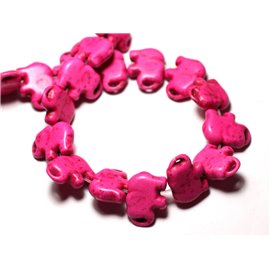 10st - Synthetische gereconstitueerde Turkoois kralen Olifant 19 mm Roze - 8741140009332 