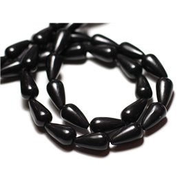 10pc - Gotas de síntesis reconstituidas de perlas turquesas 14x8mm Negro - 8741140009370 