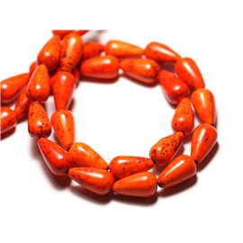 10st - Turquoise kralen gereconstitueerde synthese 14x8mm oranje druppels - 8741140009417 