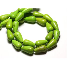 10pc - Gotas de síntesis reconstituidas de perlas turquesas 14x8mm verde - 8741140009448 