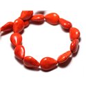 10pc - Perles Turquoise Synthèse reconstituée Gouttes 14x10mm Orange - 8741140009509 