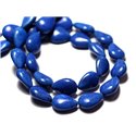 10pc - Perles Turquoise Synthèse reconstituée Gouttes 14x10mm Bleu nuit - 8741140009523 