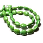 10pc - Perles Turquoise Synthèse reconstituée Gouttes 14x10mm Vert - 8741140010246 