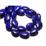 10pc - Perles Turquoise Synthèse reconstituée Gouttes 18x14mm Bleu nuit - 8741140009561 