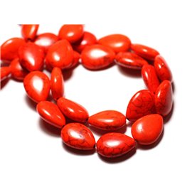 10Stk - Türkisfarbene Perlen Rekonstituierte Synthesetropfen 18x14mm Orange - 8741140009585 
