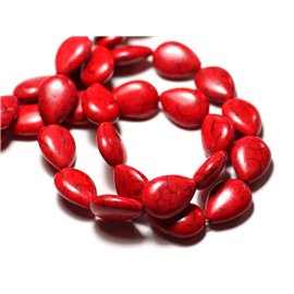 10pc - Gotas de síntesis reconstituidas de perlas turquesas 18x14mm Rojo - 8741140009592 