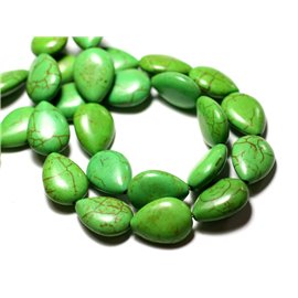 10pc - Turquoise Beads Reconstituido Synthesis Drops 18x14mm Verde - 8741140009615 