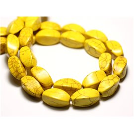 10pc - Turquoise Beads Synthesis reconstituted Twist Twisted Olives 18mm Yellow - 8741140009776 