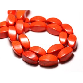 10pc - Perlas Turquesas Reconstituidas Síntesis Aceitunas Retorcidas 18mm Naranja - 8741140009783 