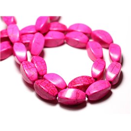 10pc - Turquoise Beads Synthesis reconstituted Twist Twisted Olives 18mm Pink - 8741140009806 