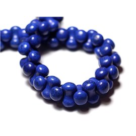 20pc - Perles Pierre Turquoise Synthèse Tube Os Osselet 14x8mm Bleu roi nuit - 8741140009868