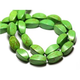 10pc - Perlas Turquesas Reconstituidas Síntesis Aceitunas Retorcidas Twist 18mm Verde - 8741140009813 