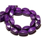 10pc - Perles Turquoise Synthèse reconstituée Olives Torsadées Twist 18mm Violet - 8741140009820 