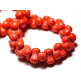 20 Stück - Türkisfarbene Perlen Rekonstituierter Syntheseknochen 14x8mm Orange - 8741140009882 