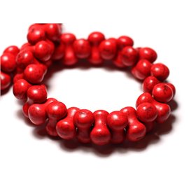 20pc - Perlas de turquesa Reconstituido Síntesis Hueso 14x8mm Rojo - 8741140009899 