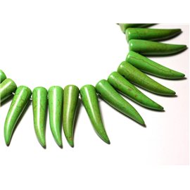 4pc - Dente di corno di peperoncino sintetico ricostituito perline turchesi 40 mm verde - 8741140010017 
