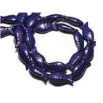 10pc - Perles Turquoise Synthèse reconstituée Poissons 24mm Bleu nuit - 8741140010062 