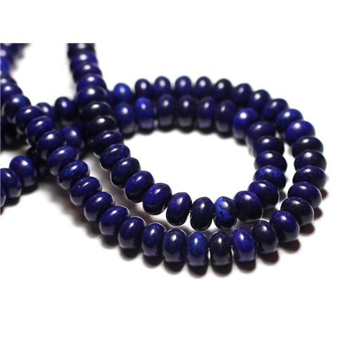 30pc - Perles Turquoise Synthèse reconstituée Rondelles 8x5mm Bleu nuit - 8741140010161 