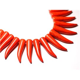 4pc - Corno di dente di peperoncino sintetico ricostituito perline turchesi 40 mm arancione - 8741140009981 