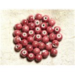 10pc - Perles Porcelaine Céramique Boules 8mm Rose Corail Framboise - 4558550009456 