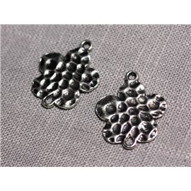 8pc - Conectores Colgantes Pendientes Plata Metal Flores Martilladas 26mm - 4558550095329 