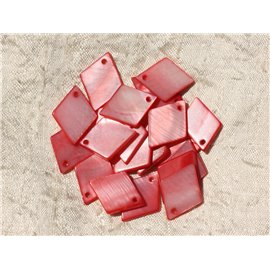 10pc - Charms Colgante de nácar Losanges 21mm Rojo Rosa - 4558550005243 