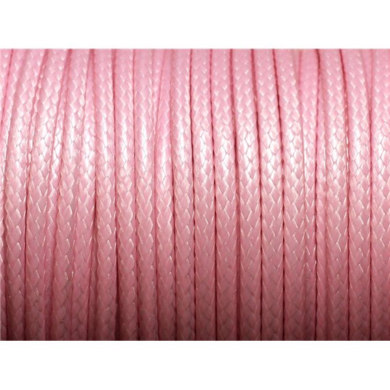 3 metres - Fil Corde Cordon Coton Ciré 3mm Rose poudre bonbon pastel - 4558550004802