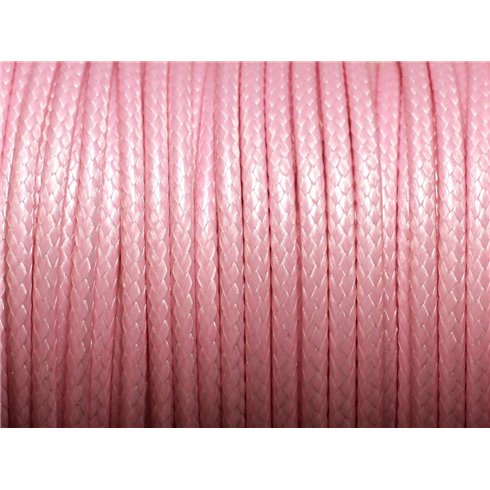 3 metres - Fil Corde Cordon Coton Ciré 3mm Rose poudre bonbon pastel - 4558550004802