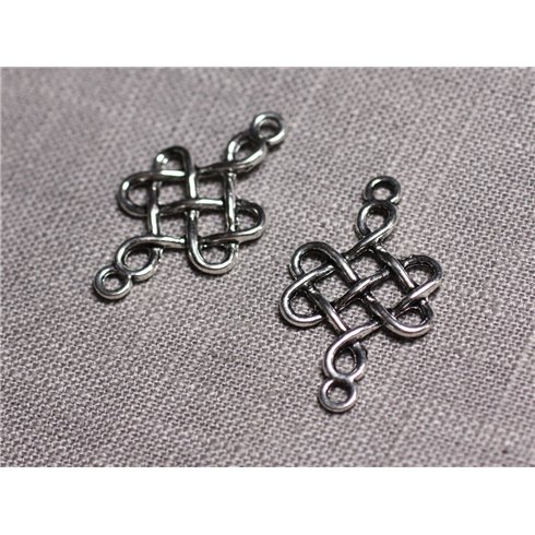 10pc - Connecteurs Pendentifs Boucles d'oreilles Métal Argenté Croix Noeud Celtique 31mm - 4558550095343 