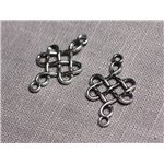 10pc - Connecteurs Pendentifs Boucles d'oreilles Métal Argenté Croix Noeud Celtique 31mm - 4558550095343 