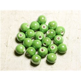 10st - Porseleinen Keramiek Kralen Ballen 10mm Iriserend Appelgroen - 4558550088710 