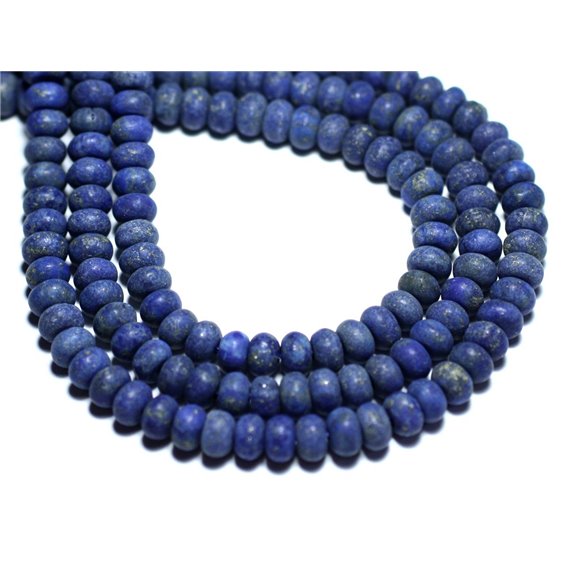 10pc - Perles de Pierre - Lapis Lazuli Mat Givré Rondelles 6x4mm - 8741140007833 