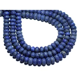 10pc - Stone Beads - Lapis Lazuli Matte Frosted Rondelles 6x4mm - 8741140007833 