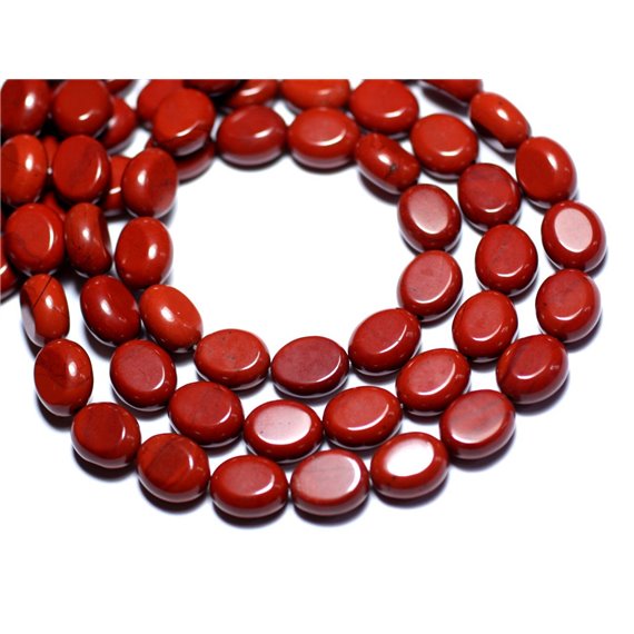 4pc - Perles de Pierre - Jaspe Rouge Ovales 10x8mm - 8741140007789 