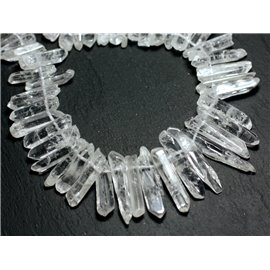 4pc - Cuentas de piedra - Crystal Rock Quartz Faceted Baton Tips 10-30mm - 8741140007727