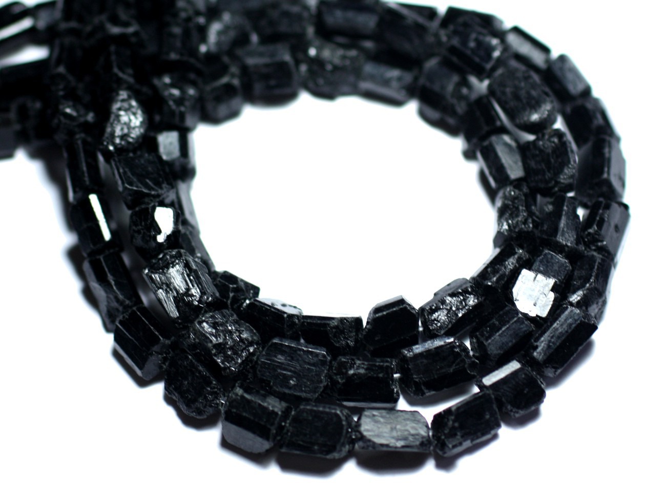 2pc - Perles de Pierre - Tourmaline Noire Brut Batonnets 6-15mm - 8741140007987 