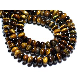 10pc - Stone Beads - Tiger Eye Rondelles 8x5mm - 8741140007871 