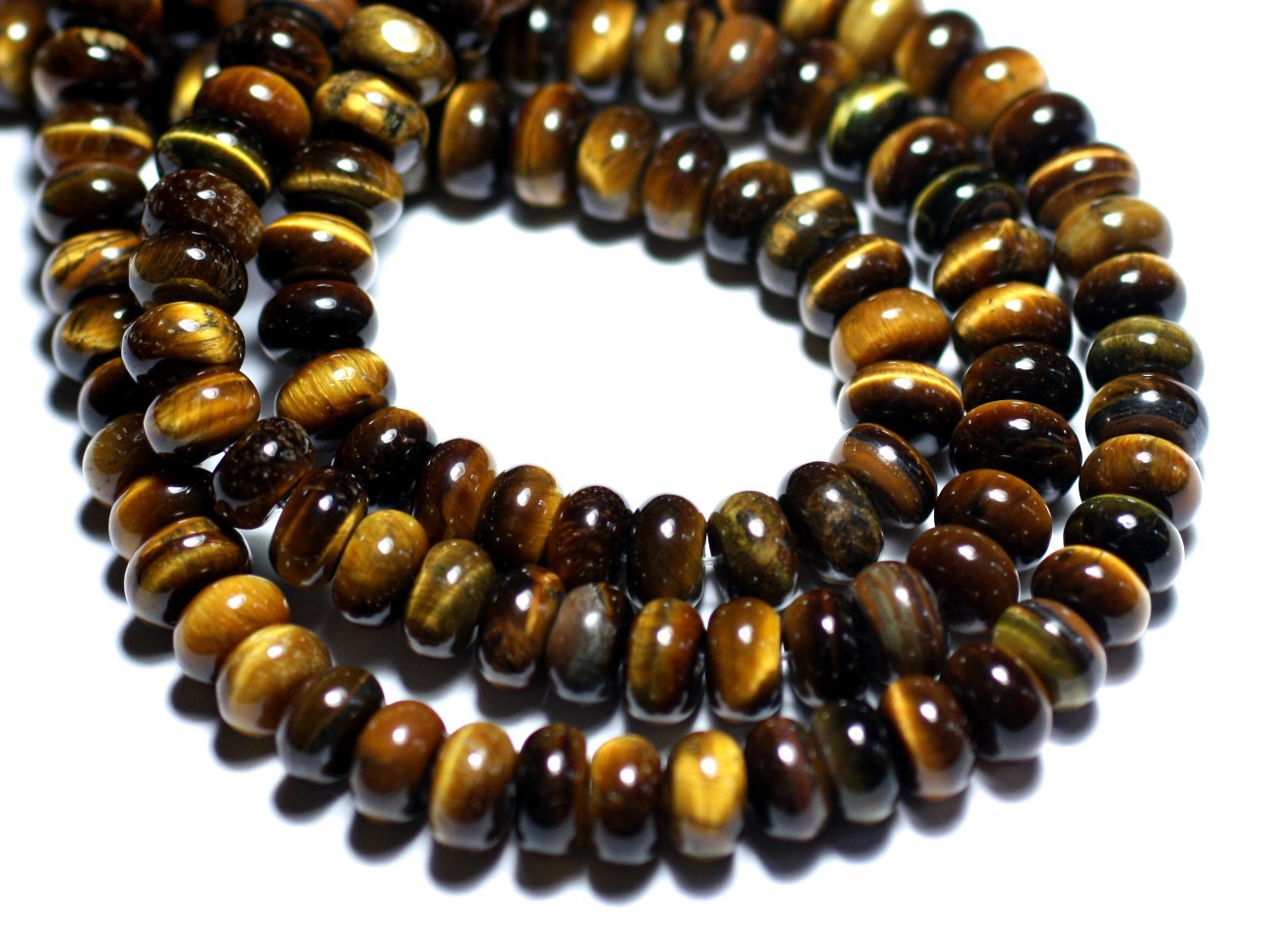 10pc - Perles de Pierre - Oeil de Tigre Rondelles 8x5mm - 8741140007871 