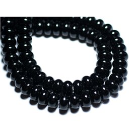 10pz - Perline di pietra - Rondelle di onice nero 8x5mm - 8741140007895 