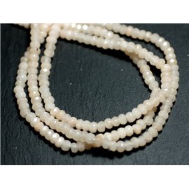 30pc - Stone Beads - Jade Faceted Rondelles 4x2mm Cream Pastel Pink - 8741140008106 