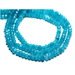 30pc - Perles de Pierre - Jade Rondelles Facettées 4x2mm Bleu Azur Paon Canard - 8741140008113 