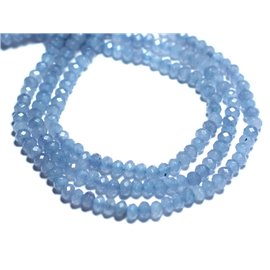 30pc - Cuentas de piedra - Arandelas facetadas de jade 4x2mm Azul lavanda pastel - 8741140008120