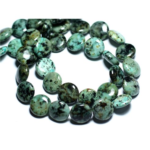 2pc - Perles de Pierre - Turquoise Afrique naturelle Palets 14mm - 8741140008014 