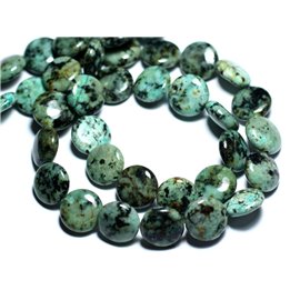 2pc - Stone Beads - Natural African Turquoise Palets 14mm - 8741140008014 