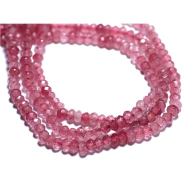 30pc - Perles de Pierre - Jade Rondelles Facettées 4x2mm Rose Corail Pêche - 8741140008137 