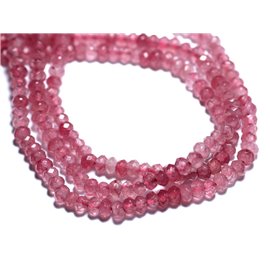 30pc - Stone Beads - Jade Faceted Rondelles 4x2mm Pink Coral Peach - 8741140008137 