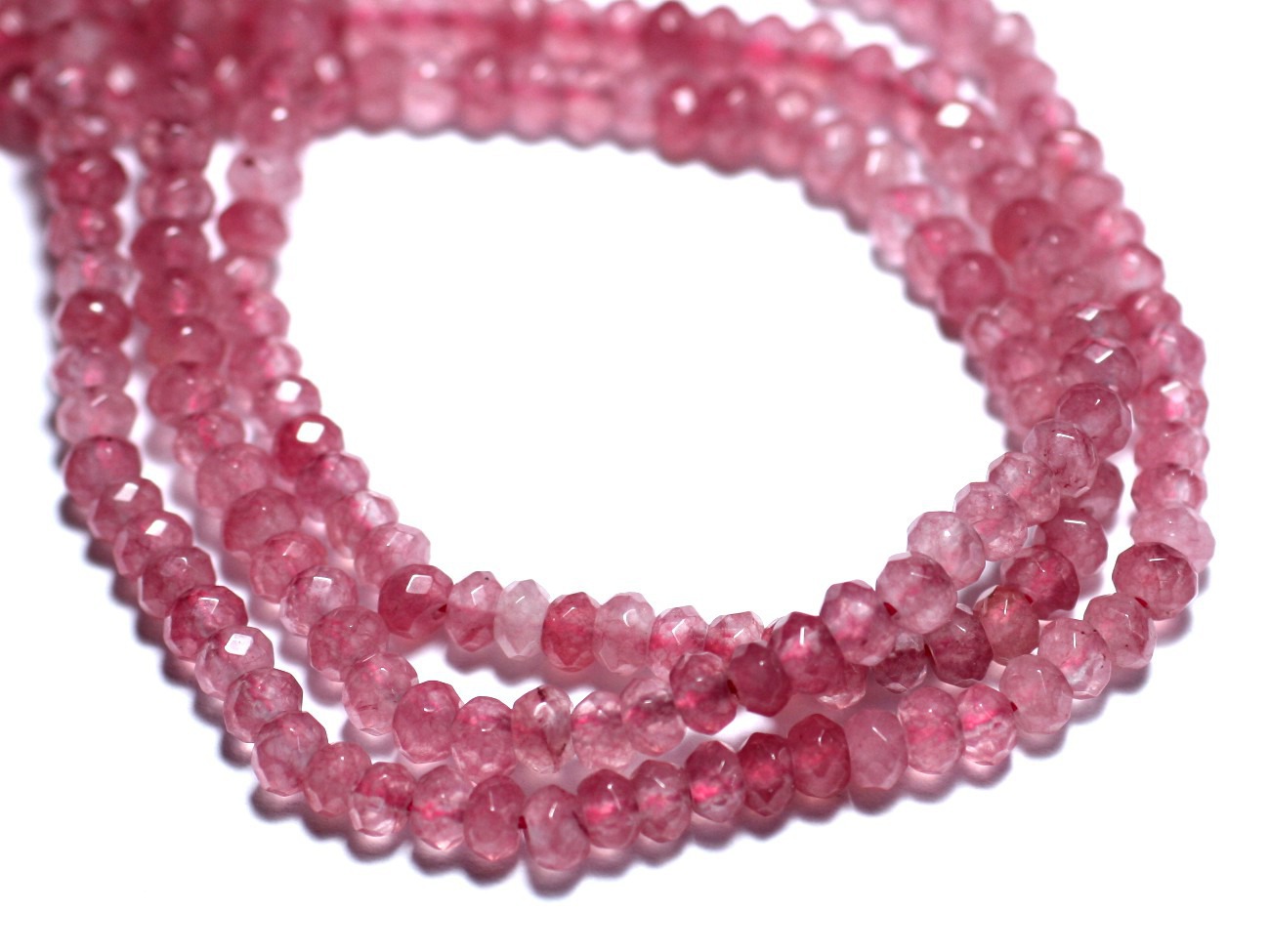 30pc - Perles de Pierre - Jade Rondelles Facettées 4x2mm Rose Corail Pêche - 8741140008137 