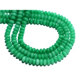 30pc - Cuentas de piedra - Arandelas de Jade 5x3mm Empire Green Matte Frosted - 8741140008182 