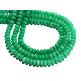 30pc - Stone Beads - Jade Rondelles 5x3mm Empire Green Matt Frosted - 8741140008182 